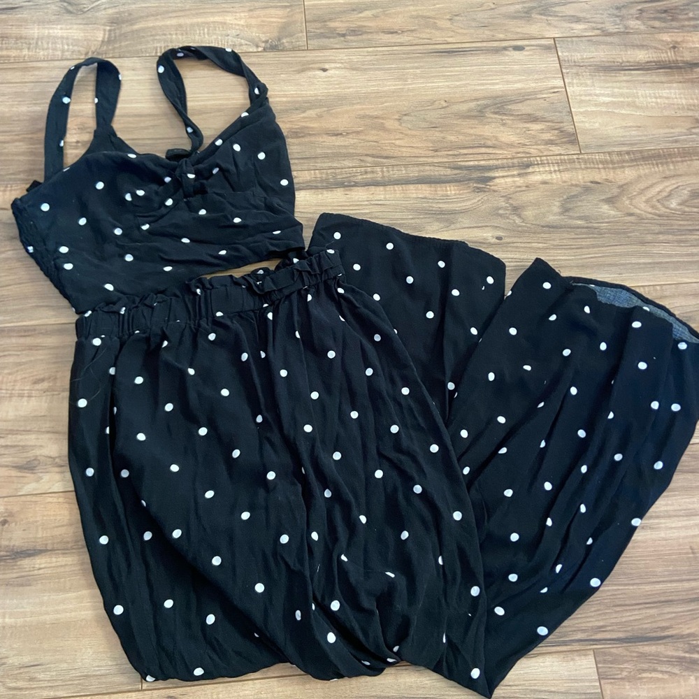 Aeropostale Black Jumpsuit with White Dots